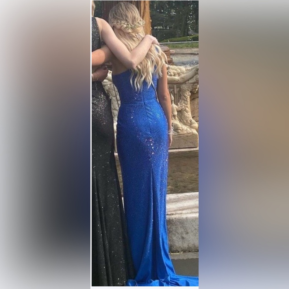 Sherri Hill Blue Formal Dress 00 - Picture 2 of 6